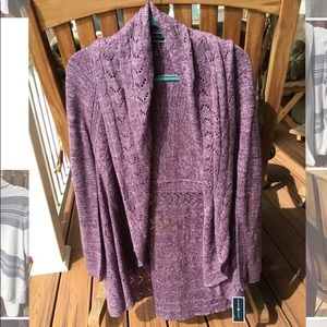 NWT Karen Scott Purple Open Cardigan (L)